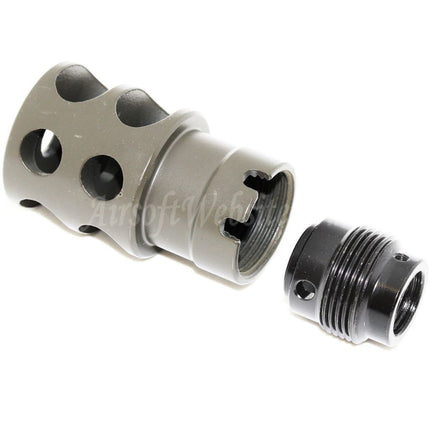 Airsoft Website 55mm DTK-2 Style Muzzle Brake Flash Hider For -14mm CCW Counter-Clockwise Thread Barrel Rifles