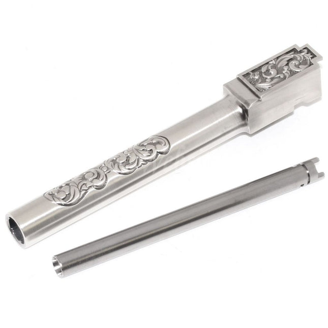 Archives Custom Carved Pattern Inner and Outer Barrel Set For WE (WE-TECH) G34 G35 GBB Pistols Airsoft Silver