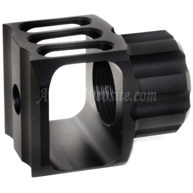 5KU CNC Aluminium LAF-24 Style Muzzle Brake Flash Hider For +24mm CW Clockwise Thread Barrel Rifles Airsoft Black