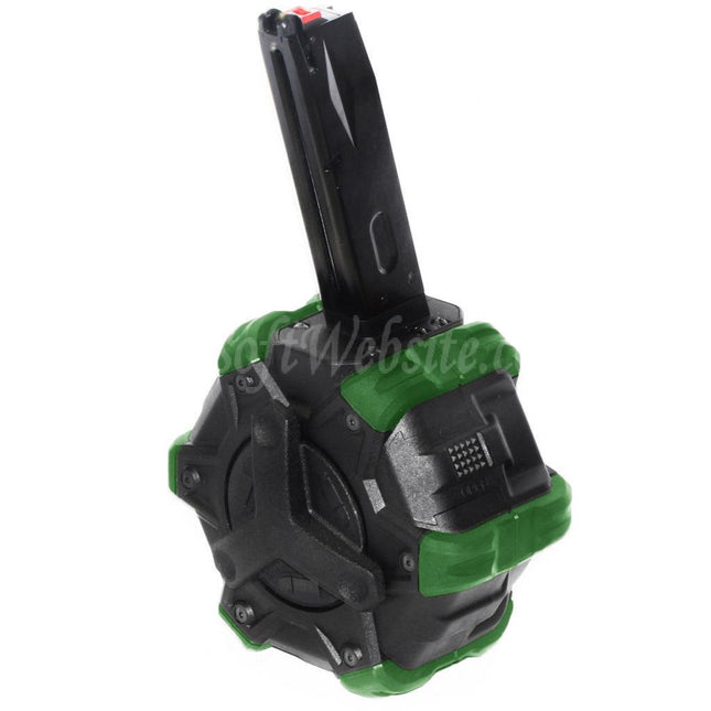 Armorer Works AW Custom 350rd Gas Adaptive Drum Magazine for AW MB Series / KJW / WE (WE-TECH) / Tokyo Marui M9 M92 GBB Pistols Airsoft