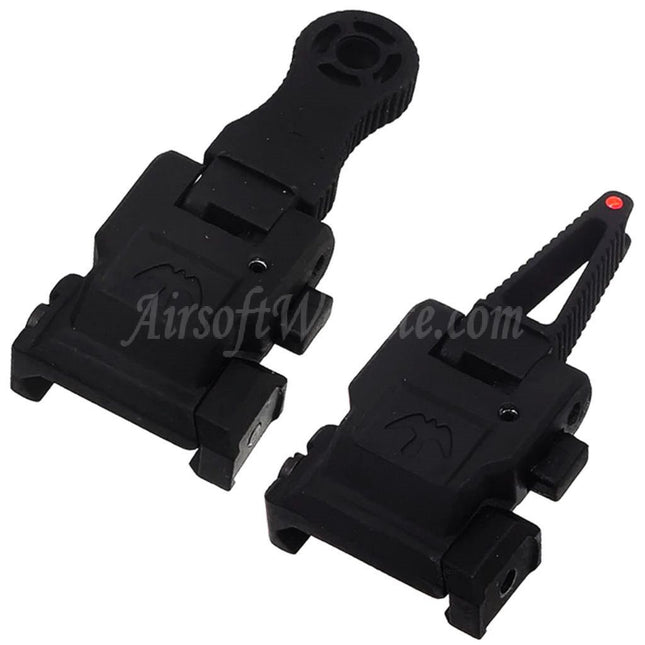 APS Falcon Flip Up Fiber Optic Front Rear Sight For 20mm 1913 Picatinny Rail M4 M16 AEG Rifles Airsoft