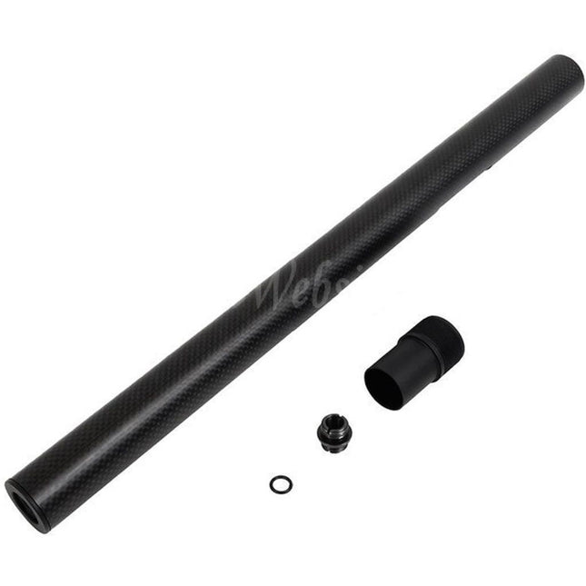 Laylax PSS 421mm Carbon Fiber Outer Barrel For Tokyo Marui VSR-10 G-Spec Series Bolt Action Sniper Airsoft Black