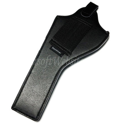 Airsoft Website Faux Leather Long Style Revolver Pistol Holster Black