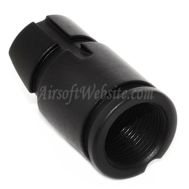 APS AKM Slant Flash Hider für -14 mm CCW-Gewehre mit gegen den Uhrzeigersinn gerichtetem Gewindelauf, Airsoft, Schwarz