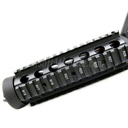Système de rail de garde-main avant E&amp;C CNC en aluminium RAS avec canon extérieur de 9,5 pouces pour fusils AEG M4CQB Airsoft noir