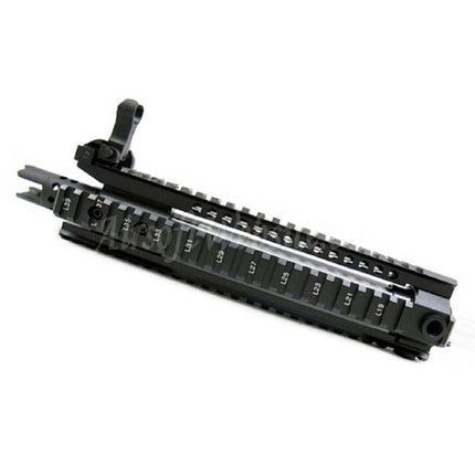 Système de rail de garde-main avant E&amp;C CNC en aluminium MK110 RAS avec canon extérieur de 9,5 pouces pour fusils AEG série M4 M16 M4A1 Airsoft noir