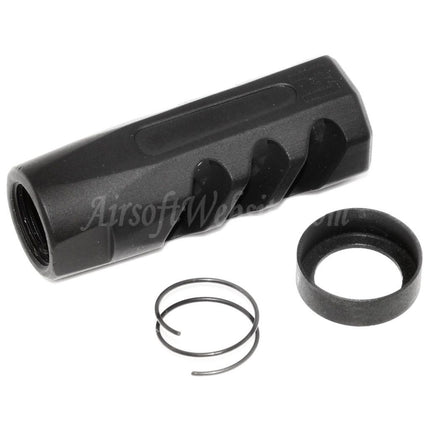 APS EMG Lizenzierte F1 Firearms CMB Mündungsfeuerbremse mit flacher Oberfläche für -14 mm CCW-Gewehre mit gegen den Uhrzeigersinn gedrehtem Lauf, Airsoft