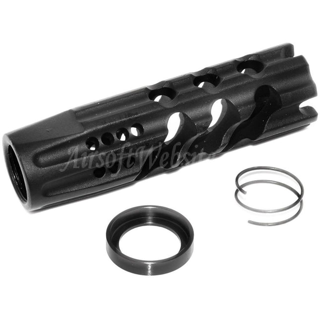 APS EMG Licensed F1 Firearms Dragon Slay Faced Mündungsfeuerbremse Flash Hider für -14 mm CCW-Gewehre mit gegen den Uhrzeigersinn gedrehtem Lauf, Airsoft, Schwarz