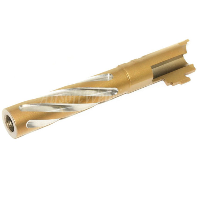 Canon extérieur spiralé en acier inoxydable 5KU 5 pouces style Tornado + 11 mm CW pour pistolets Tokyo Marui Hi-Capa 5.1 GBB Airsoft
