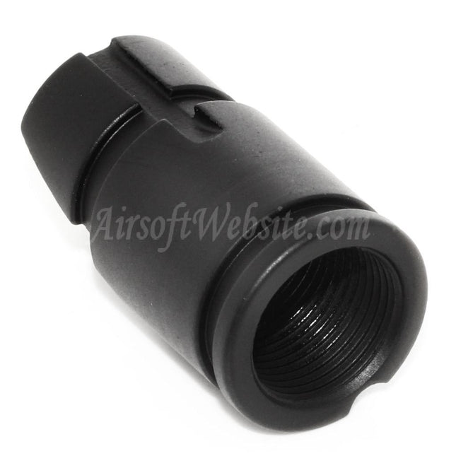 CYMA AKM Slant Metal Flash Hider für -14 mm CCW-Gewehre mit gegen den Uhrzeigersinn gerichtetem Gewindelauf, Airsoft, Schwarz
