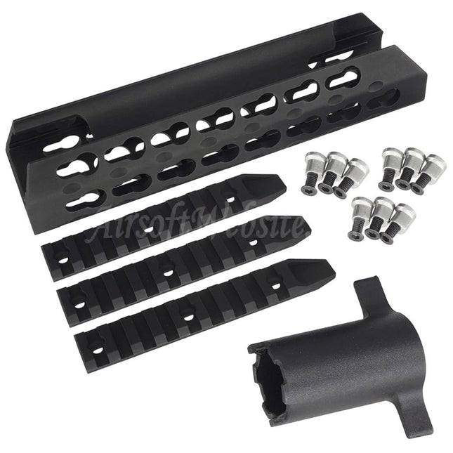 APS CNC Aluminum 7" Inches Keymod Forend Handguard For APS CAM870 Shotgun Airsoft Black