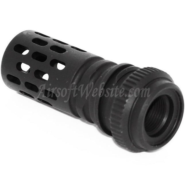 Airsoft Website BattleComp AAC Typ Metall-Mündungsfeuerdämpfer für -14mm CCW Gewehre mit gegen den Uhrzeigersinn gedrehtem Lauf, Schwarz