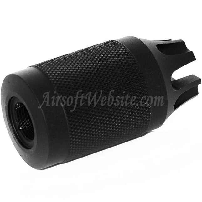 Airsoft Website Diablo Typ Metall-Mündungsfeuerdämpfer für -14 mm CCW-Gewehre mit gegen den Uhrzeigersinn gerichtetem Gewindelauf, Airsoft, Schwarz