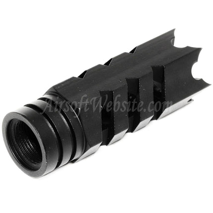 Airsoft Website 64mm Spiked Breacher Flash Hider For -14mm CCW Counter-Clockwise Thread Barrel Rifles
