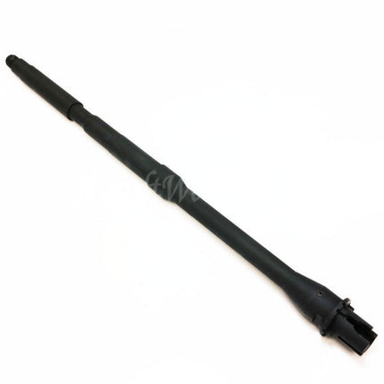 5KU 405 mm 16 Zoll Aluminium-Außenlauf, Karabinerlänge -14 mm CCW, Gewinde gegen den Uhrzeigersinn, für AEG-Gewehre der M4- und M16-Serie, Airsoft, Schwarz