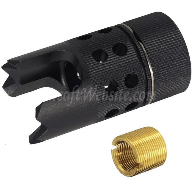 G&P M4 Rebar Cutter Steel Flash Hider -14mm CCW Counter-Clockwise / +14mm CW Clockwise Threading Black