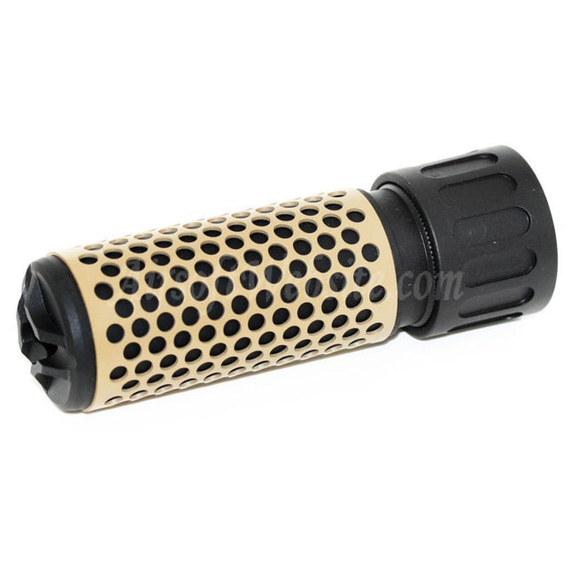 Airsoft Website 125mm 5" Inches 5.56 Style QDC Suppressor Silencer with Flash Hider For -14mm CCW Counter-Clockwise Thread Barrel Rifles Airsoft Black/Tan