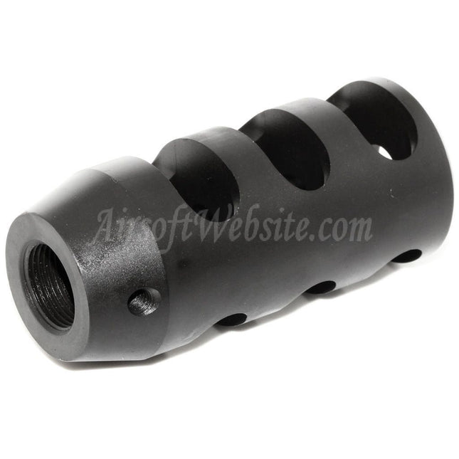 King Arms 68 mm M700 Taktischer runder Mündungsfeuerdämpfer für -14 mm CCW-Gewehre mit gegen den Uhrzeigersinn gerichtetem Gewindelauf, Airsoft, Schwarz