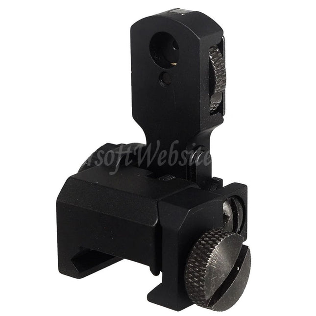 Mire arrière rabattable 5KU MAD BUIS pour fusils AEG séries M4 et M16 Airsoft