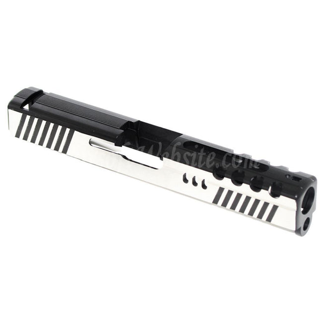 Culasse APS aluminium DRAGONFLY D-MOD pour pistolets APS A-CAP / Tokyo Marui G17 GBB Airsoft noir/argent