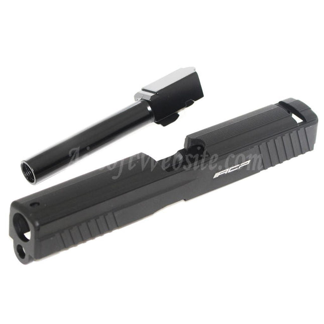 Culasse en aluminium APS avec canon pour pistolets ACP601 / Tokyo Marui G17 GBB, noir