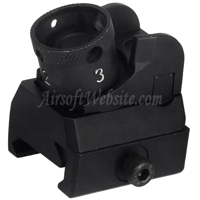 Site web Airsoft : viseur arrière de combat en métal HK416 pour fusils à rail Picatinny de 20 mm