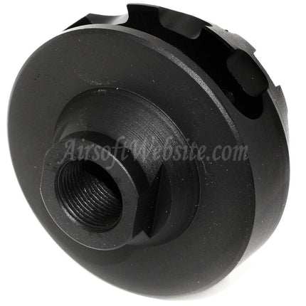5KU Aluminum Cookie Cutter Comp Flash Hider For -14mm CCW Counter-Clockwise Thread Barrel Rifles Airsoft Black