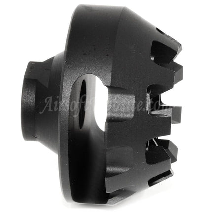 5KU Aluminum Cookie Cutter Comp Flash Hider For -14mm CCW Counter-Clockwise Thread Barrel Rifles Airsoft Black