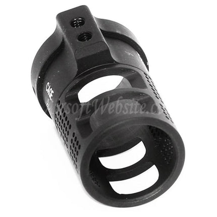 5KU Aluminum CAGE Blast Diverter Flash Hider For -14mm CCW Counter-Clockwise Thread Barrel Rifles Airsoft Black