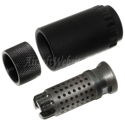 5KU 7.62 Kegelmontage Flash Comp und Blast Shield Flash Hider für -14 mm CCW-Gewehre mit gegen den Uhrzeigersinn gerichtetem Gewindelauf, Airsoft, Schwarz