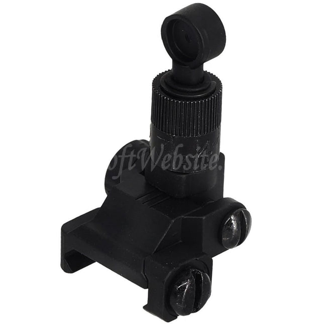 Site web Airsoft : Micro viseur arrière en alliage métallique de style KAC pour fusils à rail Picatinny de 20 mm