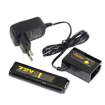 WELL 7,2 V 450 mAh Ni-MH-Akku und 220 V EU-Stecker-Ladegerät für Vz61 Scorpion / MP7 / MAC10 / R2 / R4 AEG Airsoft