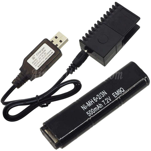 Batterie Ni-MH CYMA 7,2 V 500 mAh et chargeur USB pour pistolets CYMA série AEP