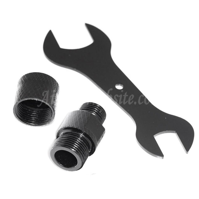 Adaptateur de silencieux de canon (compensateur) (+11 mm à -14 mm) avec clé pour pistolets WE GBB / DOUBLE BELL / KSC M9