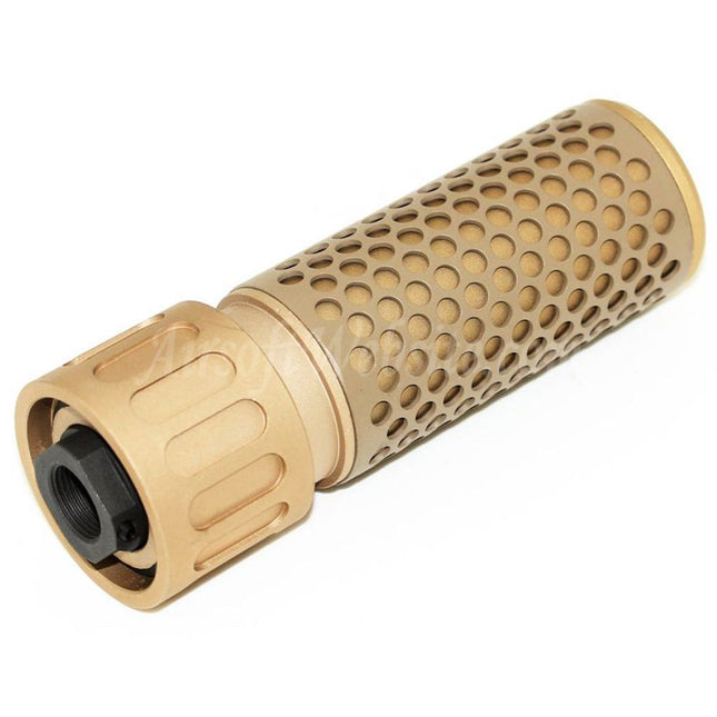 Airsoft Website 125mm 5" Inches 5.56 Style QDC Suppressor Silencer with Flash Hider For -14mm CCW Counter-Clockwise Thread Barrel Rifles Airsoft Tan