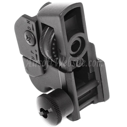 Viseur arrière tactique E&amp;C QD Design CQB à double ouverture pour système de rail de 20 mm