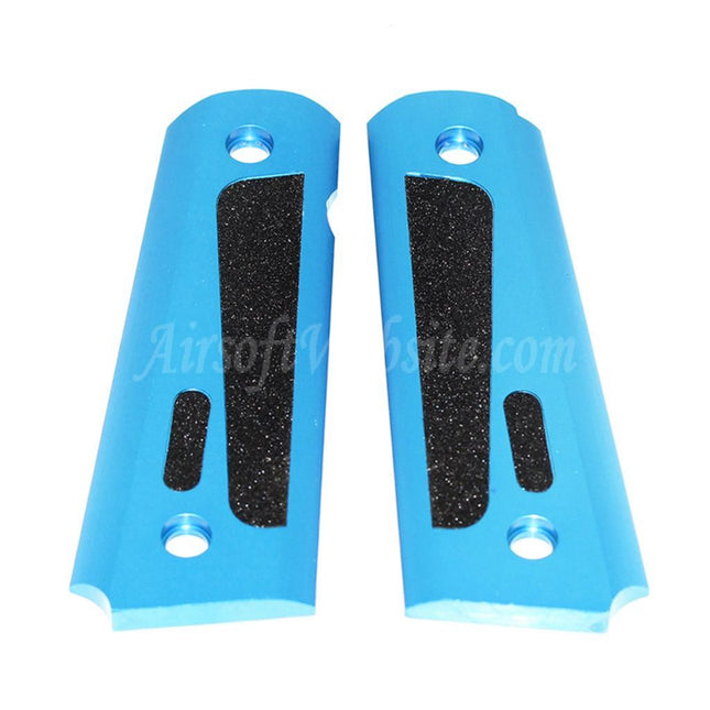Airsoft Website CNC Aluminum Stippling Grip Cover For Tokyo Marui M1911 / MEU Pistols Blue/Black