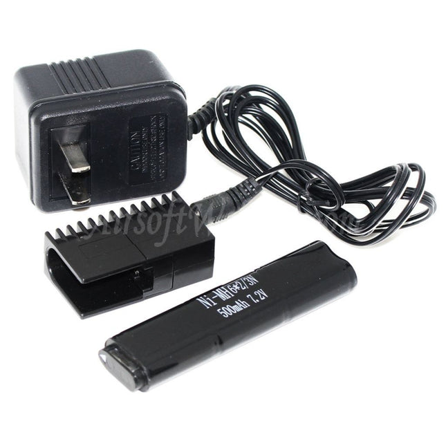 Batterie Ni-MH CYMA 7,2 V 500 mAh et chargeur 110 V US pour pistolets Airsoft AEG de la série CYMA AEP
