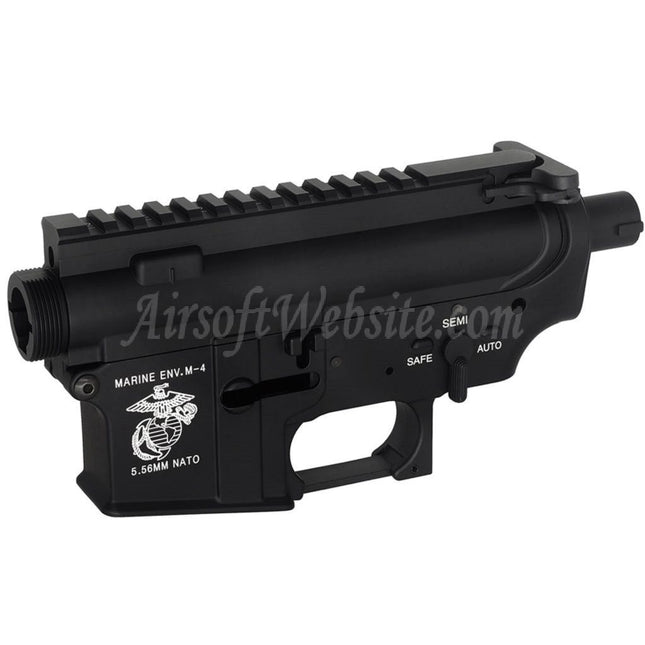 E&C Marine M4A1 Metal Body Receiver Set (Laser Logo) For E&C Tokyo Marui M4 M16 Series AEG Rifles Airsoft Black