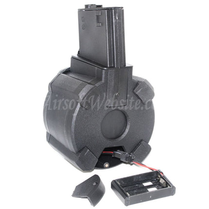 BATTLEAXE 1400rd Electric Drum Magazine For M4 M16 Series AEG Rifles Airsoft Black