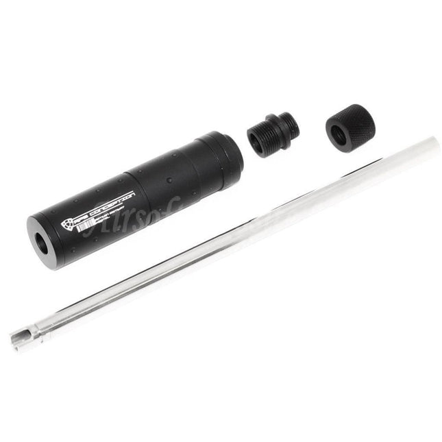 Canon interne allongé APS 6,03 mm 190 mm Power Up et silencieux avec adaptateur (-12 mm CCW à -14 mm CCW) pour pistolets GBB ACP601 Black Hornet Series Airsoft