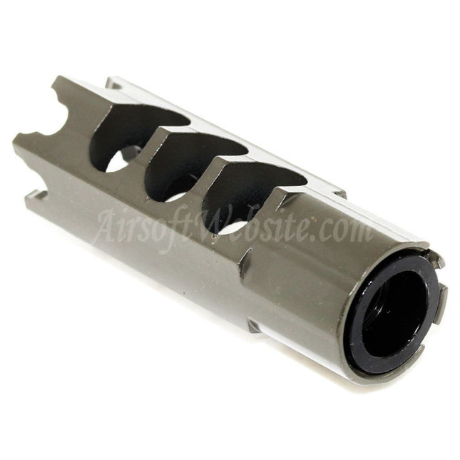 Airsoft Website 84mm DTK-1 Style Muzzle Brake Flash Hider with Adaptor For -14mm CCW Counter-Clockwise Thread Barrel Rifles