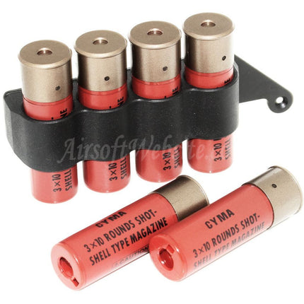 CYMA 6pcs (30rd each) Plastic Shotgun Shell Magazine with 4-Shell Holder Metal Carrier For CYMA Tokyo Marui M870 Shotgun Airsoft
