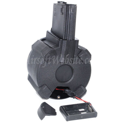 BATTLEAXE 1400rd Sound Control Electric Drum Magazine For M4 M16 Series AEG Rifles Airsoft Black