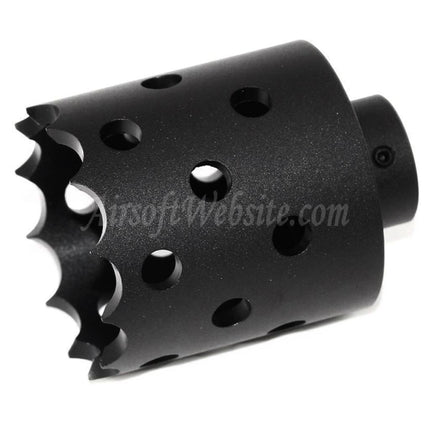 Airsoft Website 43mm/55mm Hole Saw Attack Style Metal Muzzle Brake Flash Hider For -14mm CCW Counter-Clockwise Thread Barrel Rifles Black