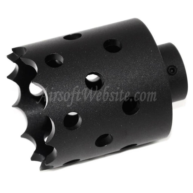 Airsoft Website 43mm/55mm Hole Saw Attack Style Metal Muzzle Brake Flash Hider For -14mm CCW Counter-Clockwise Thread Barrel Rifles Black