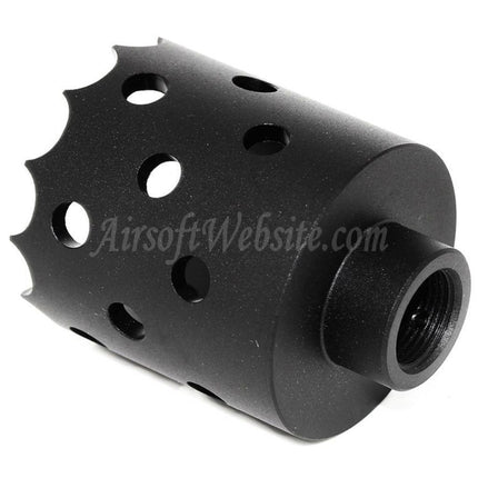 Airsoft Website 43mm/55mm Hole Saw Attack Style Metal Muzzle Brake Flash Hider For -14mm CCW Counter-Clockwise Thread Barrel Rifles Black
