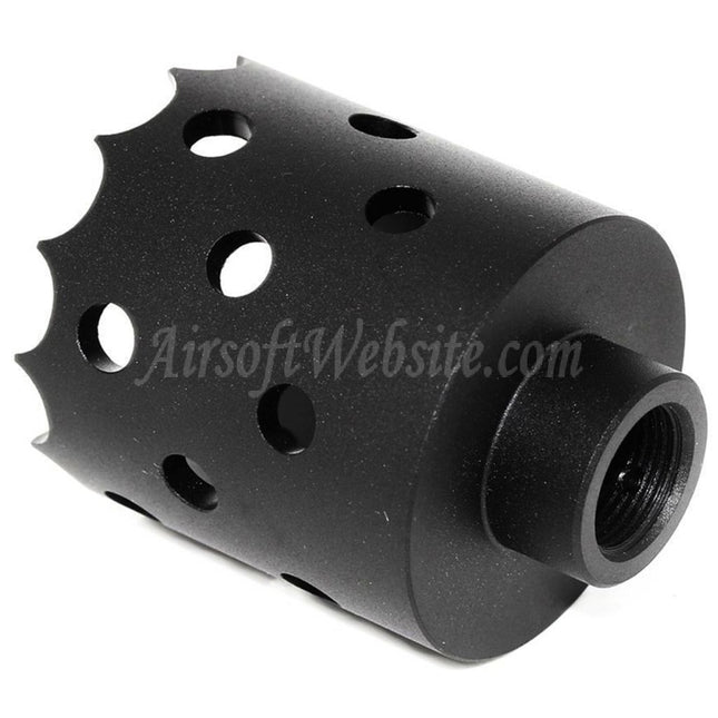 Airsoft Website 43mm/55mm Hole Saw Attack Style Metal Muzzle Brake Flash Hider For -14mm CCW Counter-Clockwise Thread Barrel Rifles Black