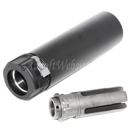 Silencieux 5KU 133 mm SOCOM556 Mini-2 RC avec cache-flamme pour fusils à canon fileté antihoraire -14 mm CCW Airsoft