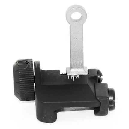 Site web d'airsoft : viseur arrière rabattable en métal KAC Style 300M pour fusils AEG MK18 MOD-1 M4 M16, noir/argent